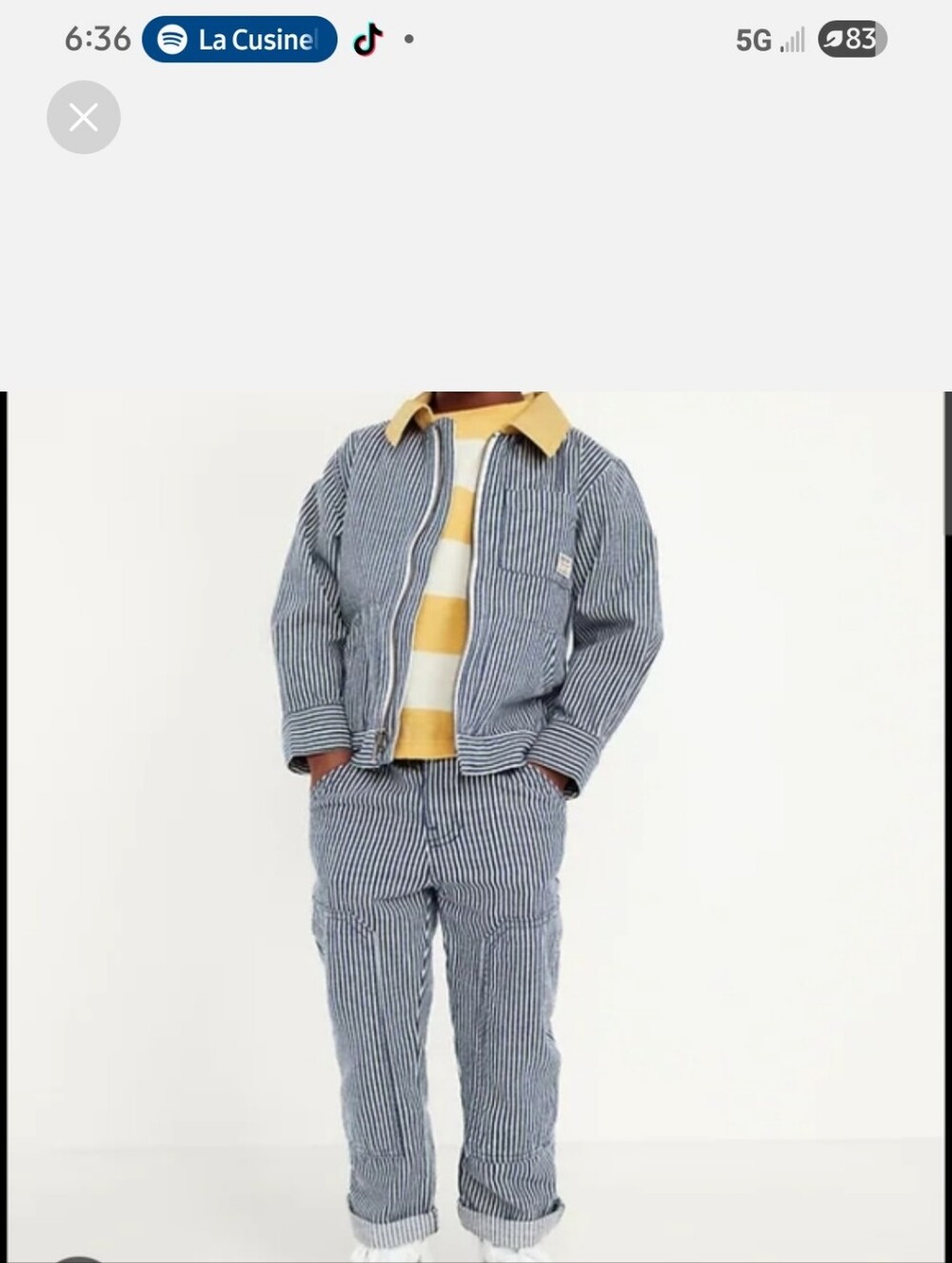 Old Navy Blue & White Striped Kids Jacket with Yellow Contrast Collar